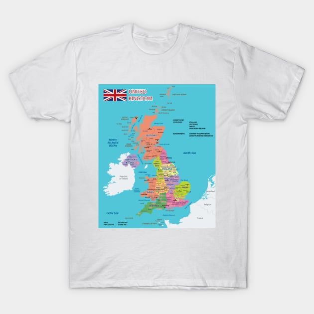 Political map of England T-Shirt by AliJun
